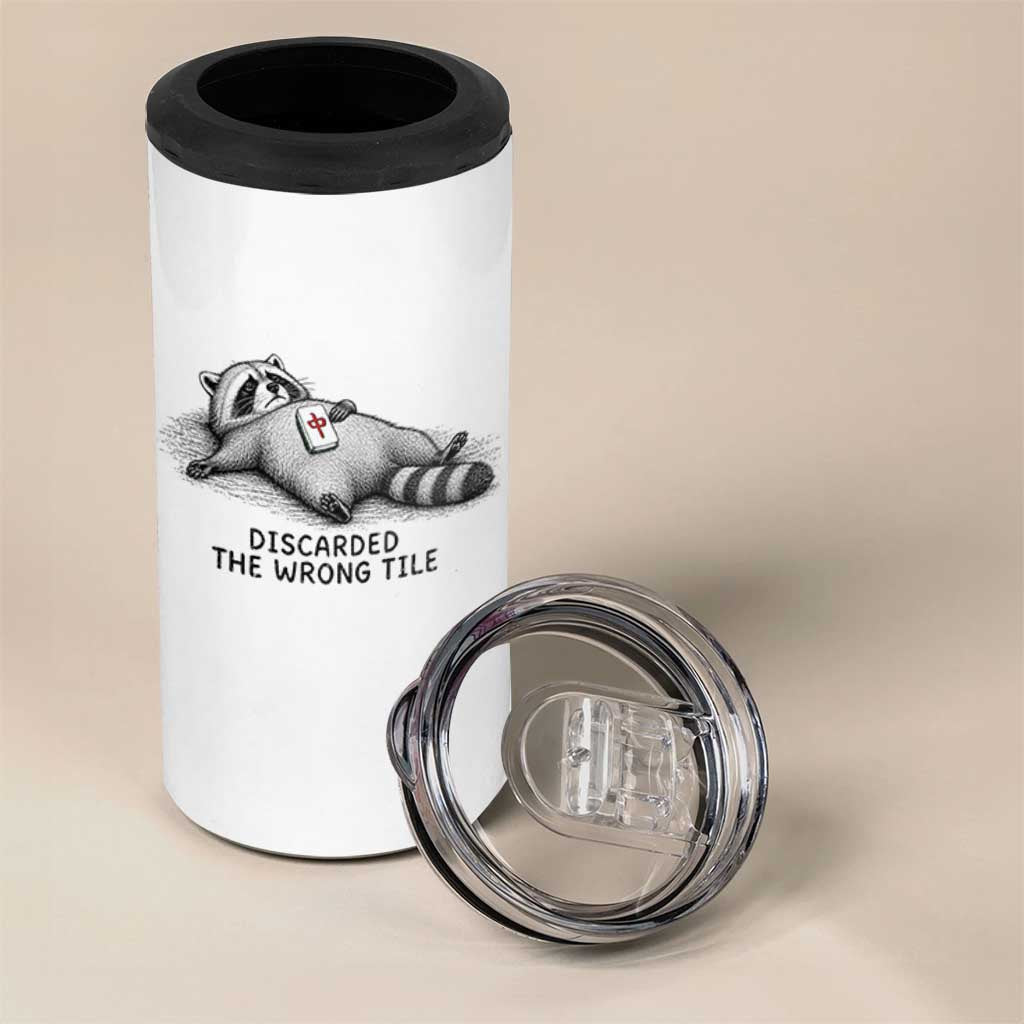 Funny Raccoon Mahjong Lovers 4 in 1 Can Cooler Tumbler Discarded The Wrong Tile