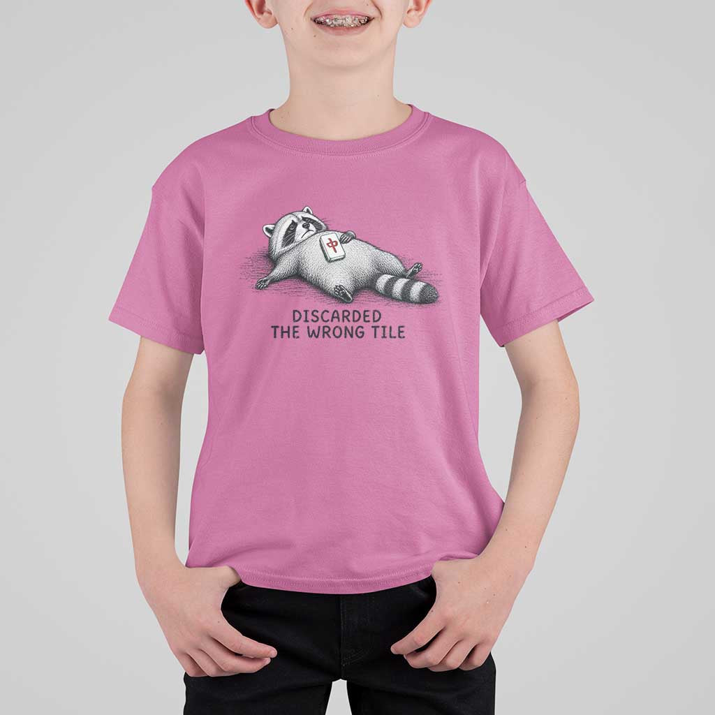 Funny Raccoon Mahjong Lovers T Shirt For Kid Discarded The Wrong Tile