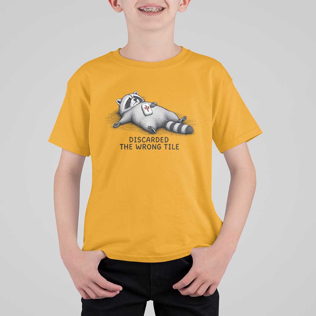 Funny Raccoon Mahjong Lovers T Shirt For Kid Discarded The Wrong Tile