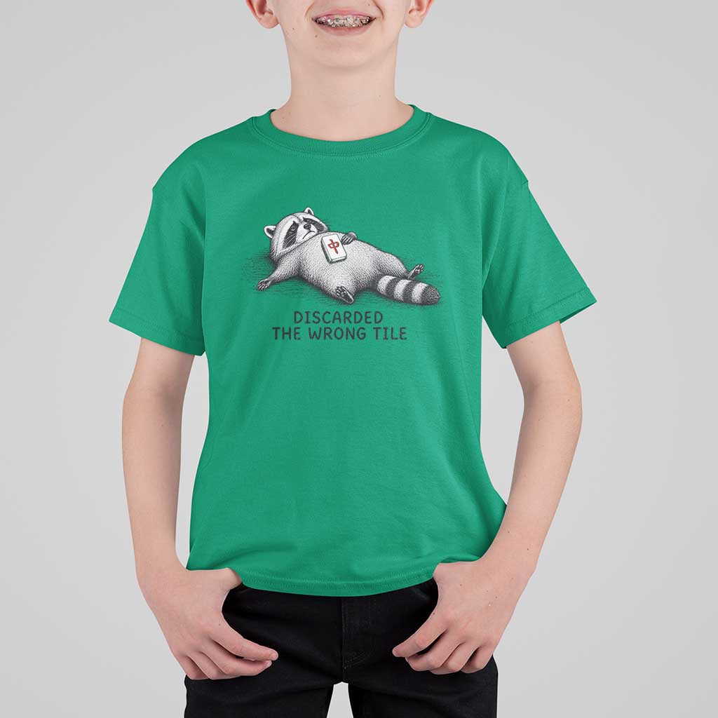 Funny Raccoon Mahjong Lovers T Shirt For Kid Discarded The Wrong Tile