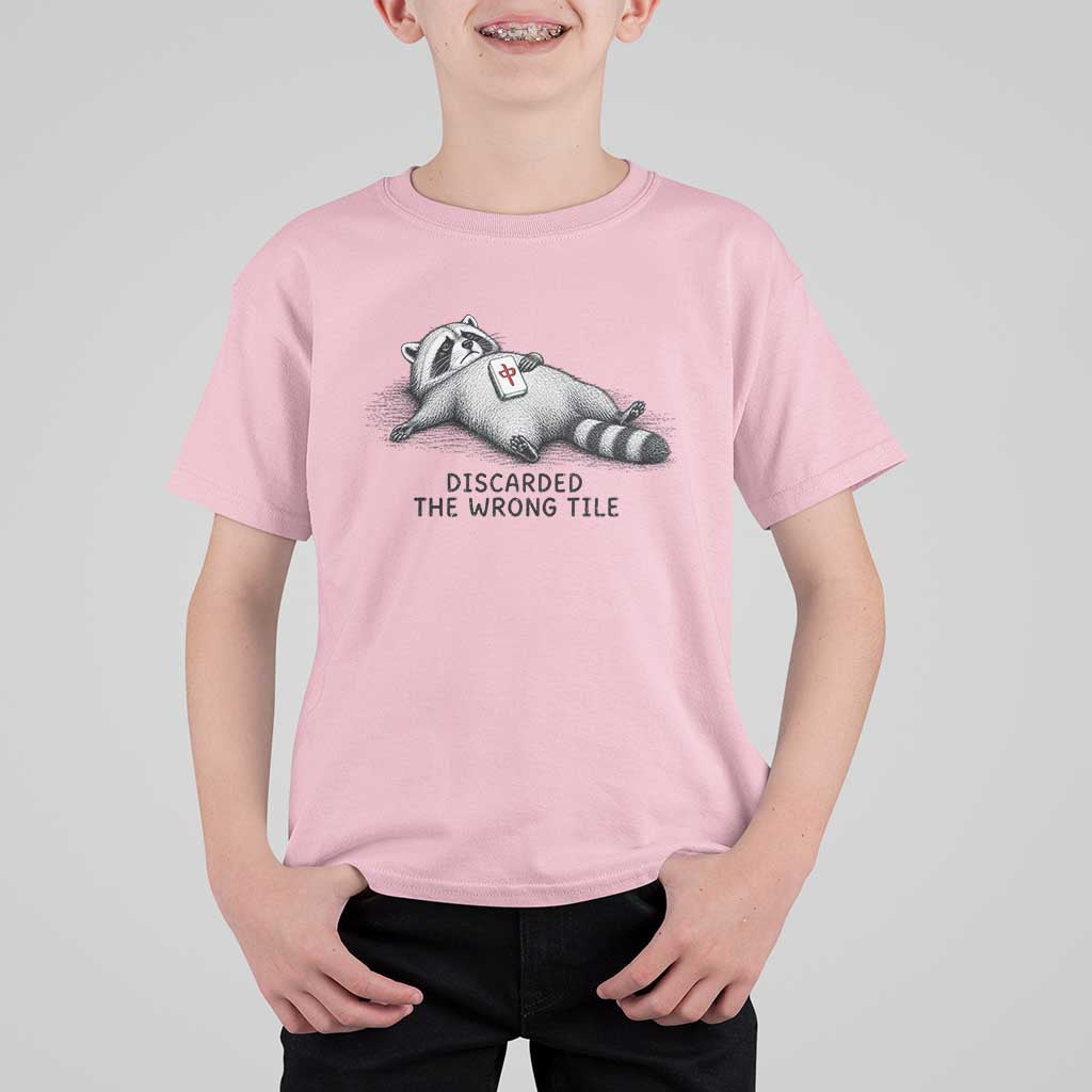 Funny Raccoon Mahjong Lovers T Shirt For Kid Discarded The Wrong Tile