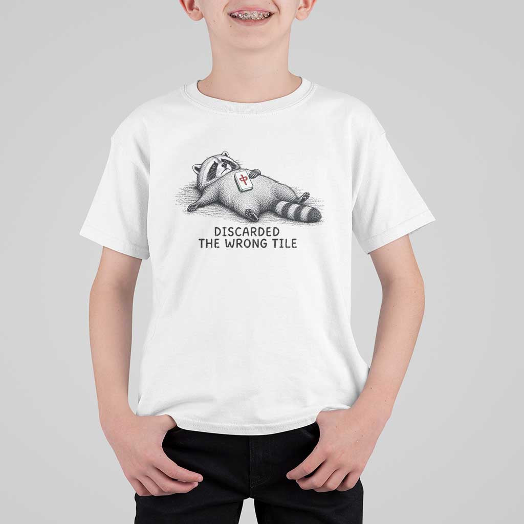 Funny Raccoon Mahjong Lovers T Shirt For Kid Discarded The Wrong Tile