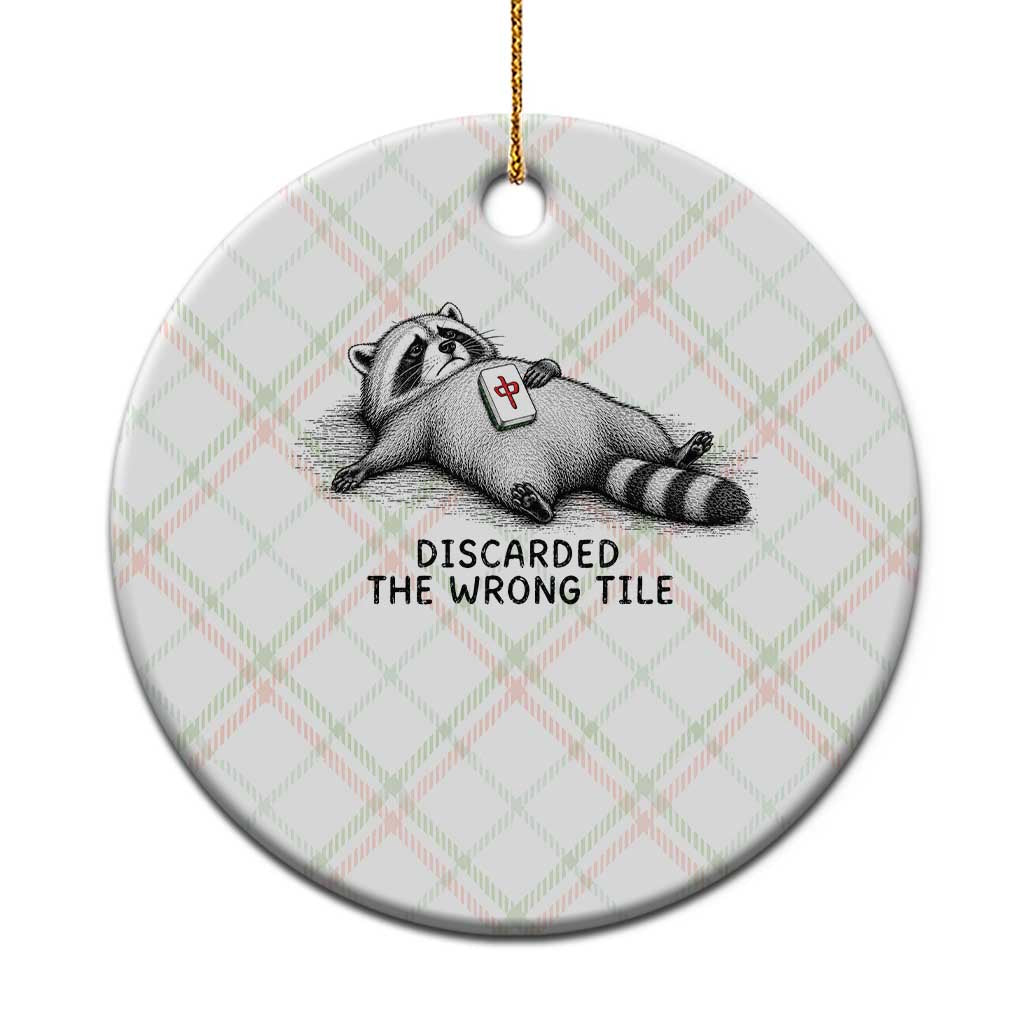 Funny Raccoon Mahjong Lovers Ceramic Ornament Discarded The Wrong Tile