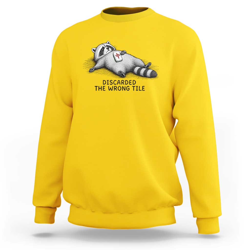 Funny Raccoon Mahjong Lovers Sweatshirt Discarded The Wrong Tile