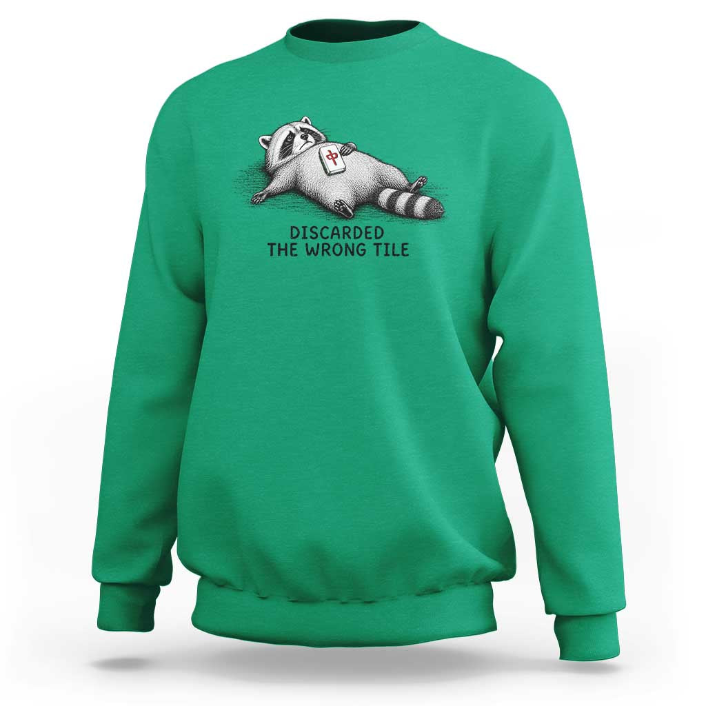 Funny Raccoon Mahjong Lovers Sweatshirt Discarded The Wrong Tile