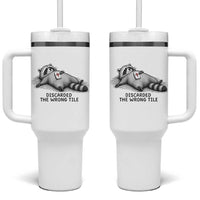 Funny Raccoon Mahjong Lovers Tumbler With Handle Discarded The Wrong Tile