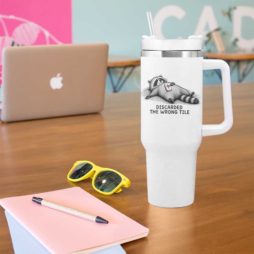 Funny Raccoon Mahjong Lovers Tumbler With Handle Discarded The Wrong Tile
