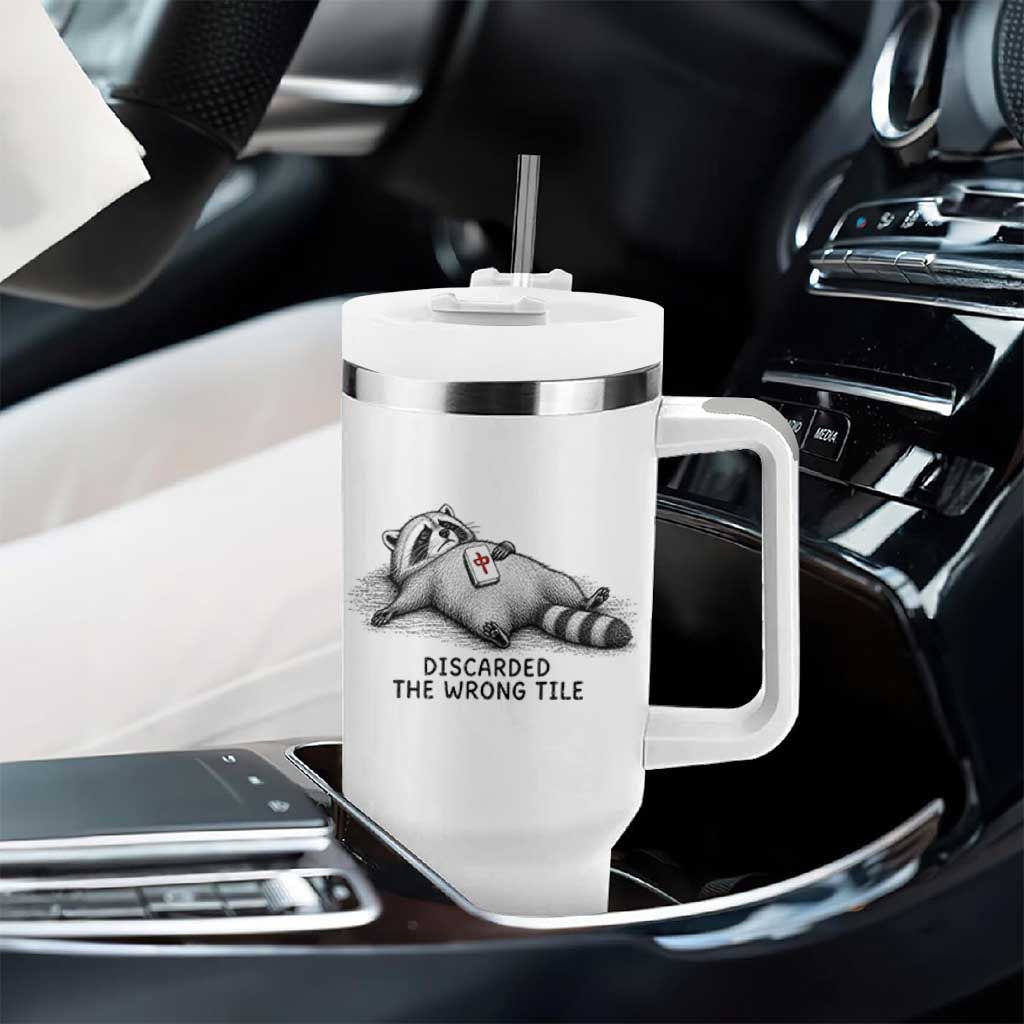 Funny Raccoon Mahjong Lovers Tumbler With Handle Discarded The Wrong Tile