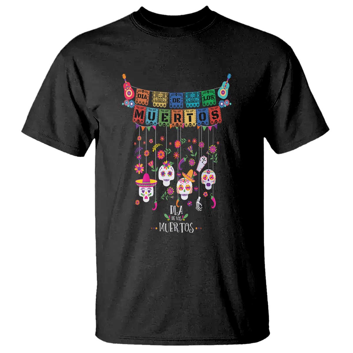 Dia De Los Muertos Funny Day Of The Dead T Shirt Hanging Sugar Skull Skulls Halloween - Wonder Print Shop
