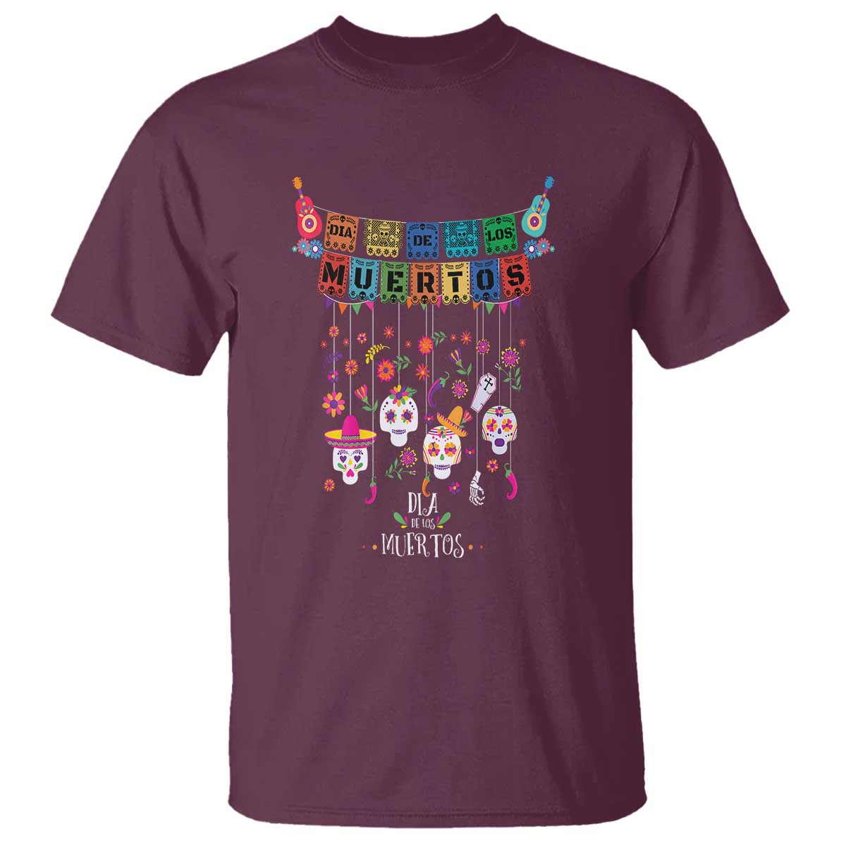 Dia De Los Muertos Funny Day Of The Dead T Shirt Hanging Sugar Skull Skulls Halloween - Wonder Print Shop