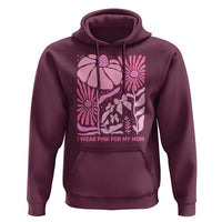 Breast Cancer Awareness Hoodie I Wear Pink For My Mom Boho Floral Pink Ribbon