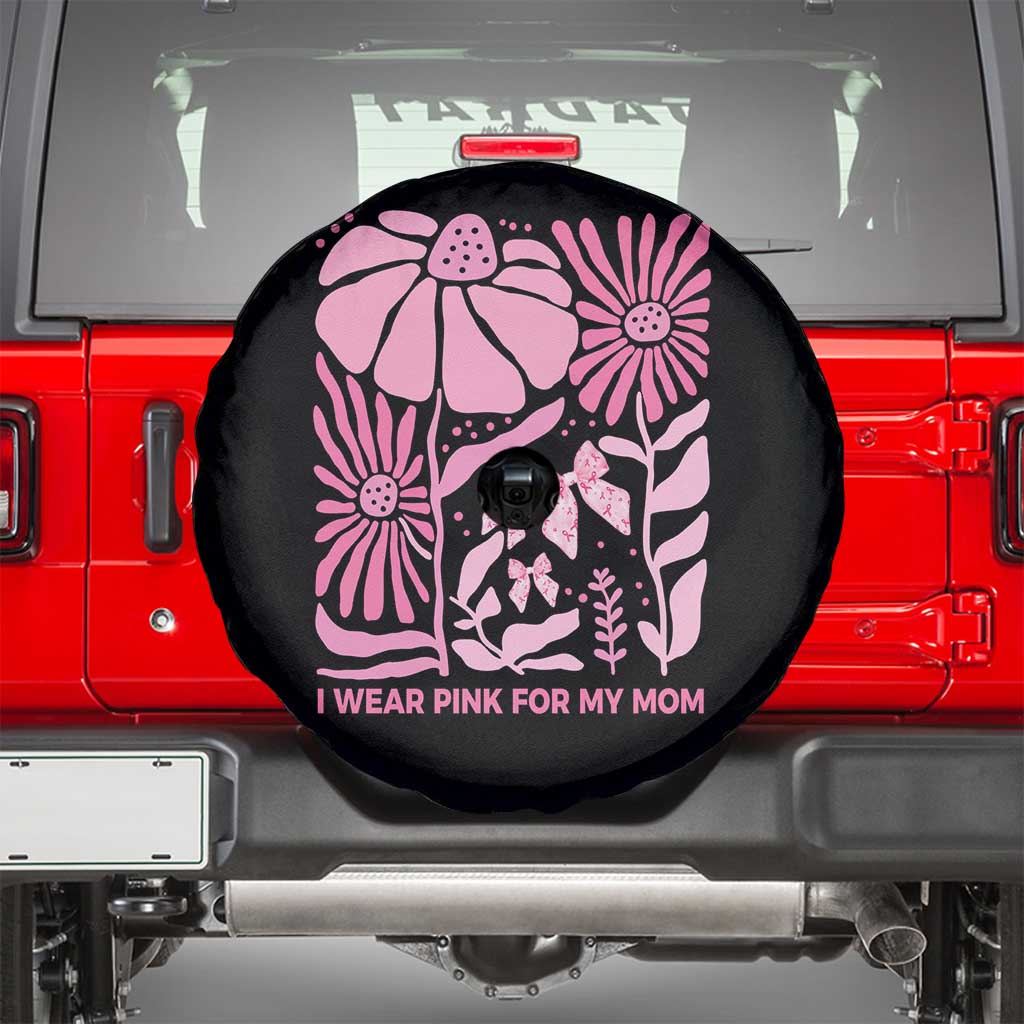 Breast Cancer Awareness Spare Tire Cover I Wear Pink For My Mom Boho Floral Pink Ribbon