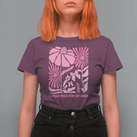 Breast Cancer Awareness T Shirt For Women I Wear Pink For My Mom Boho Floral Pink Ribbon - Wonder Print Shop