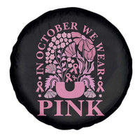 Breast Cancer Awareness Month Spare Tire Cover Boho Floral Vintage Floral Pink Ribbon