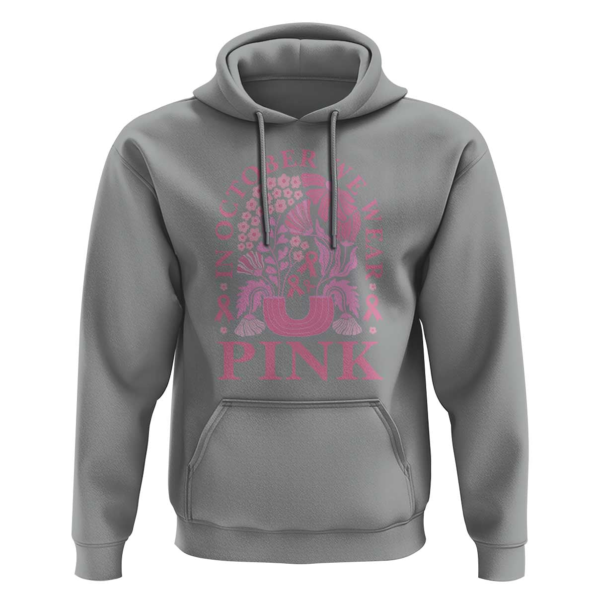 Breast Cancer Awareness Month Hoodie Boho Floral Vintage Floral Pink Ribbon