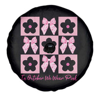 Breast Cancer Awareness Month Spare Tire Cover In October We Wear Pink Coquette Bow Boho Floral Gift For Mom