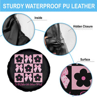 Breast Cancer Awareness Month Spare Tire Cover In October We Wear Pink Coquette Bow Boho Floral Gift For Mom