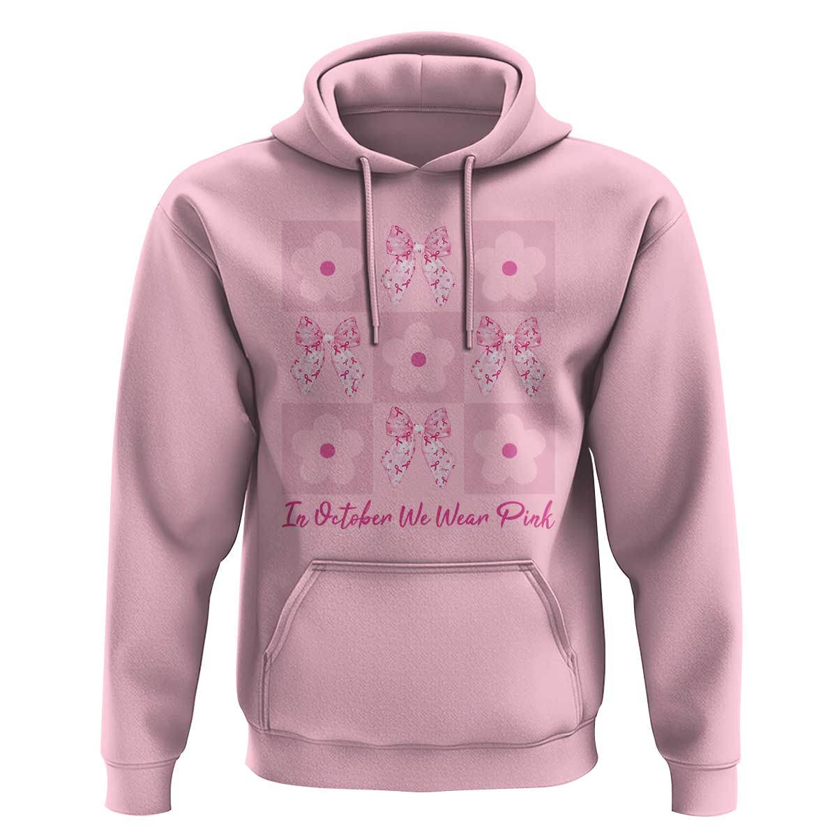 Breast Cancer Awareness Month Hoodie In October We Wear Pink Coquette Bow Boho Floral Gift For Mom