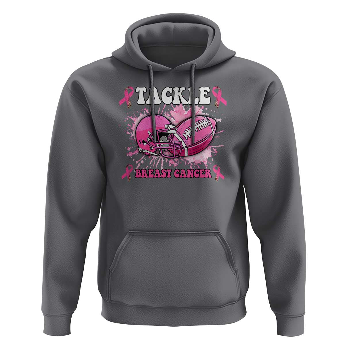 Tackle Football Breast Cancer Awareness Hoodie Pink Ribbon Boys Kid