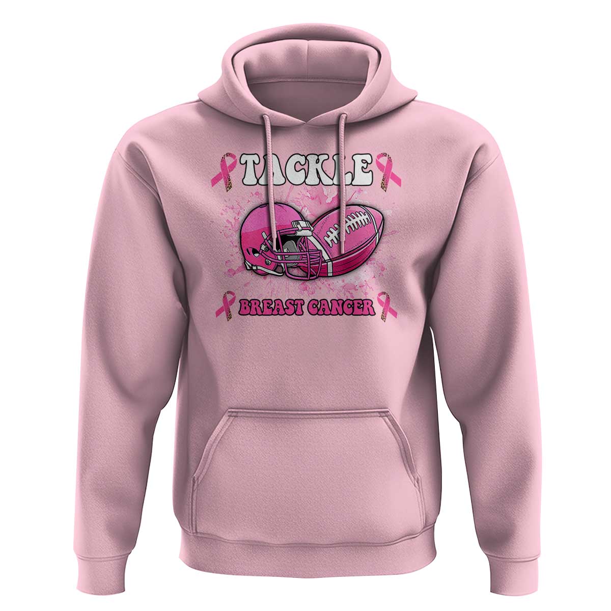 Tackle Football Breast Cancer Awareness Hoodie Pink Ribbon Boys Kid