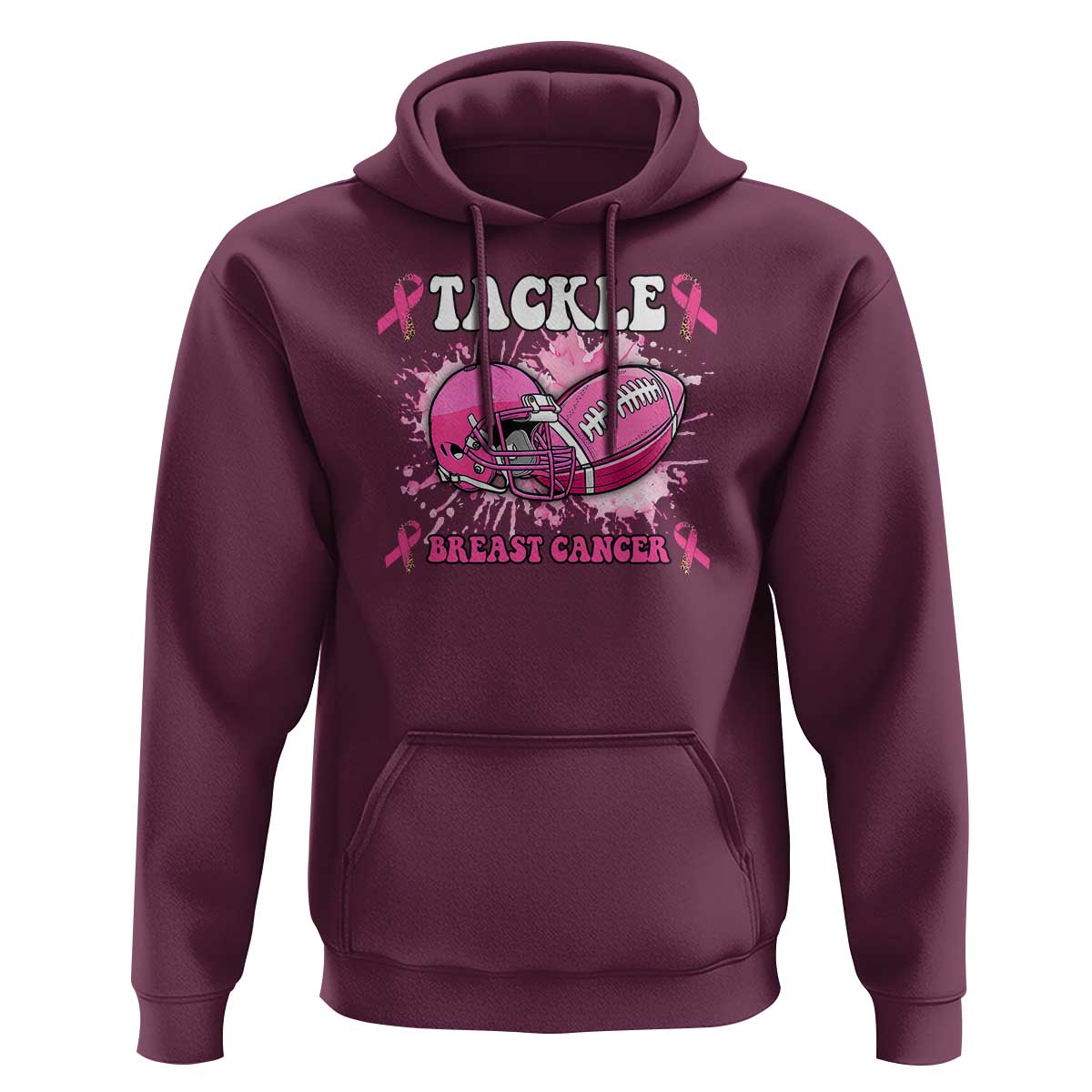 Tackle Football Breast Cancer Awareness Hoodie Pink Ribbon Boys Kid