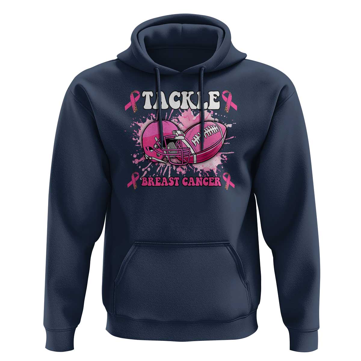 Tackle Football Breast Cancer Awareness Hoodie Pink Ribbon Boys Kid