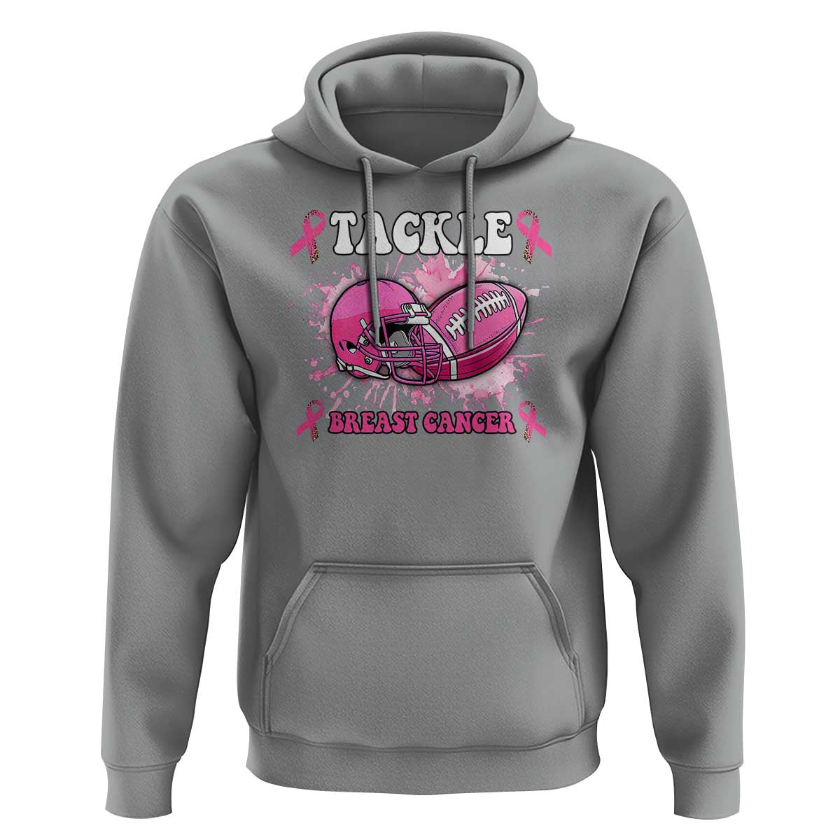 Tackle Football Breast Cancer Awareness Hoodie Pink Ribbon Boys Kid