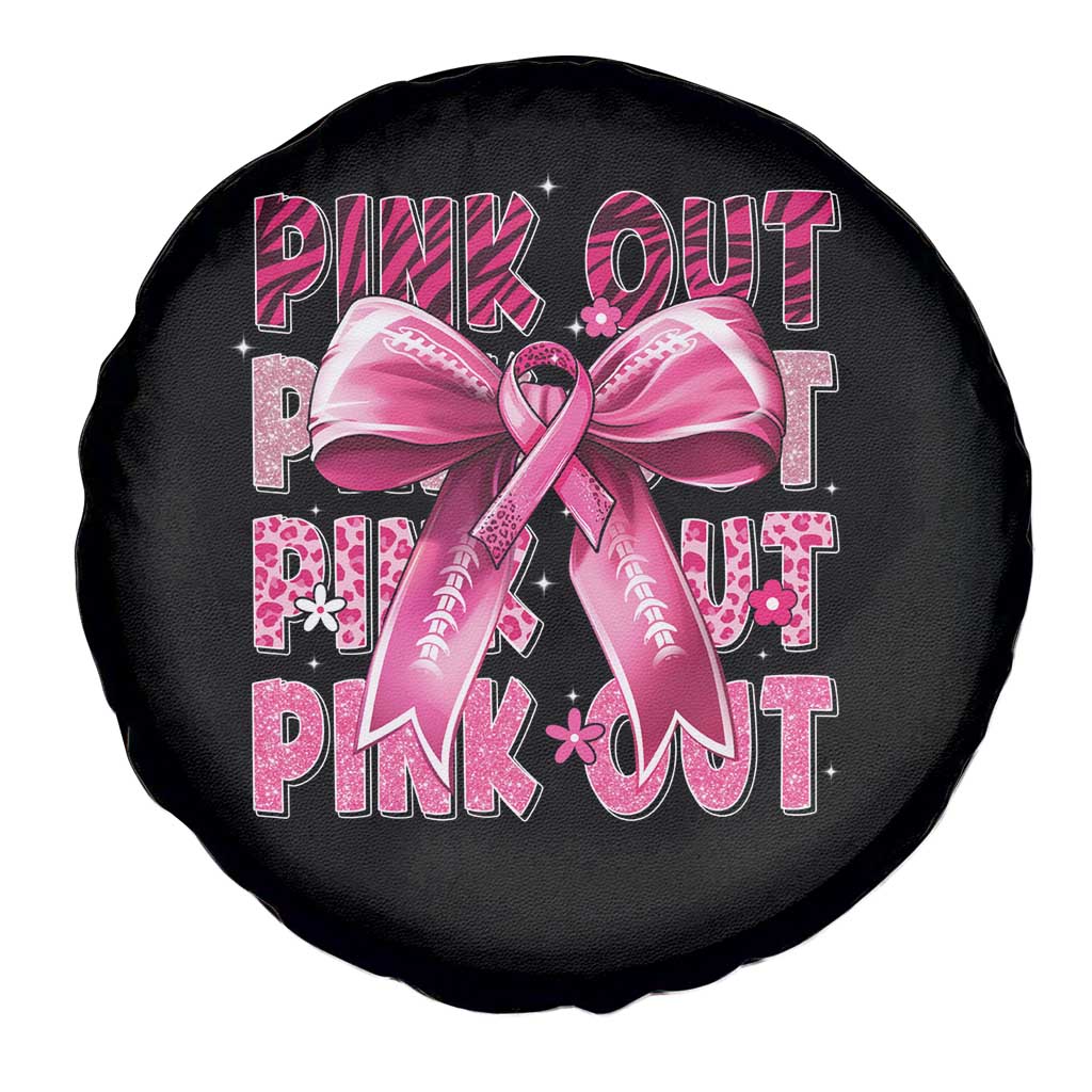 Football Pink Out Breast Cancer Awareness Spare Tire Cover Coquette Football