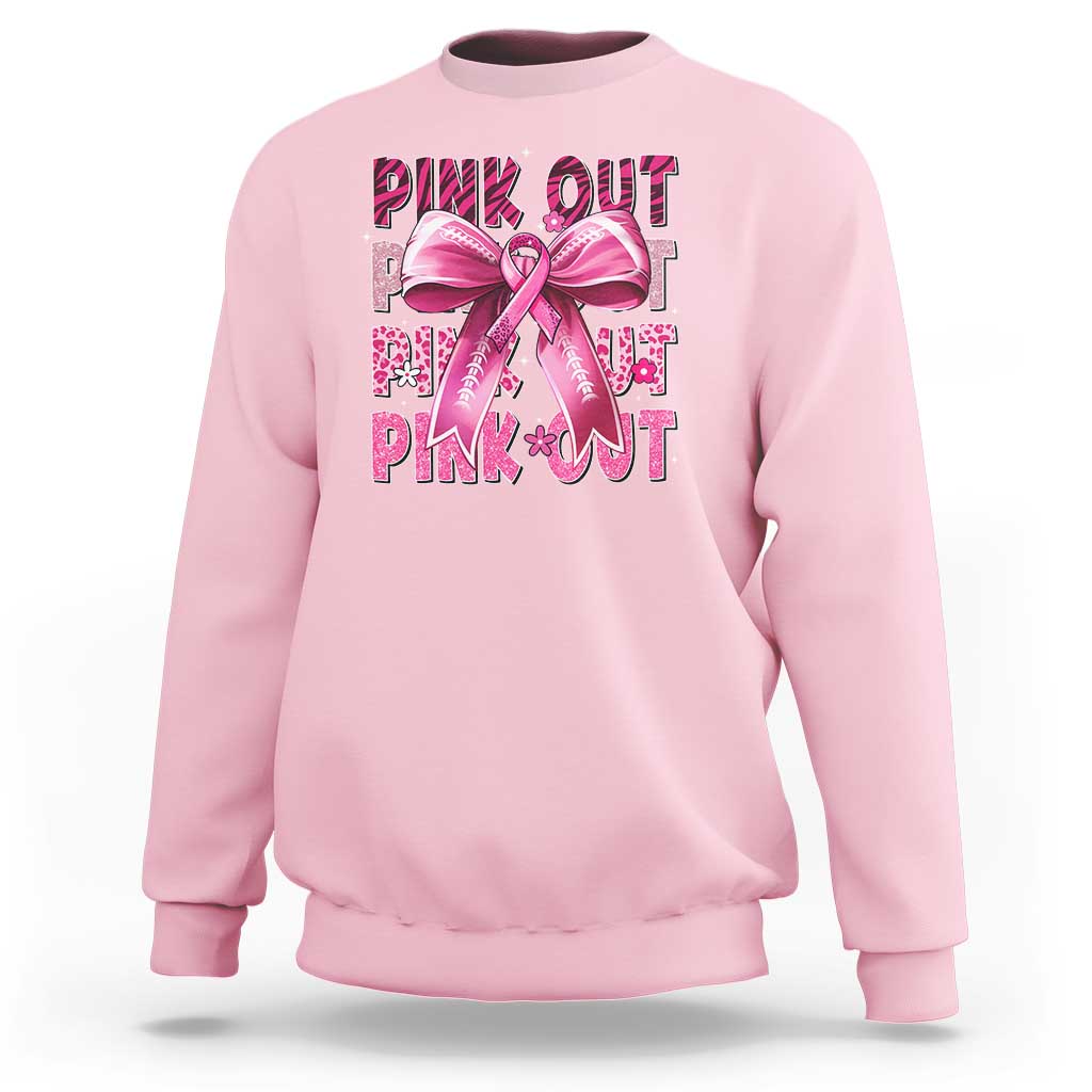 Football Pink Out Breast Cancer Awareness Sweatshirt Coquette Football - Wonder Print Shop