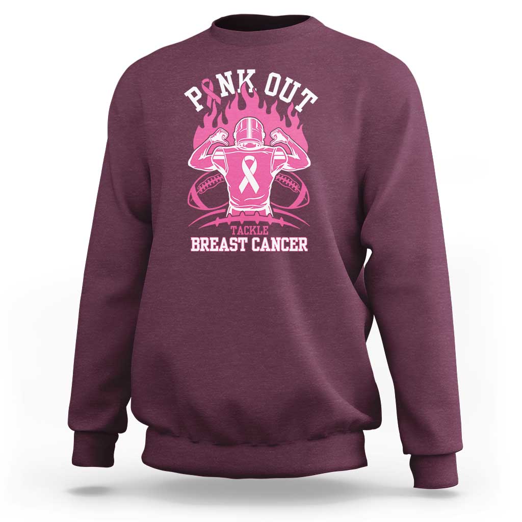 Tackle Football Breast Cancer Awareness Sweatshirt Pink Out Ribbon - Wonder Print Shop