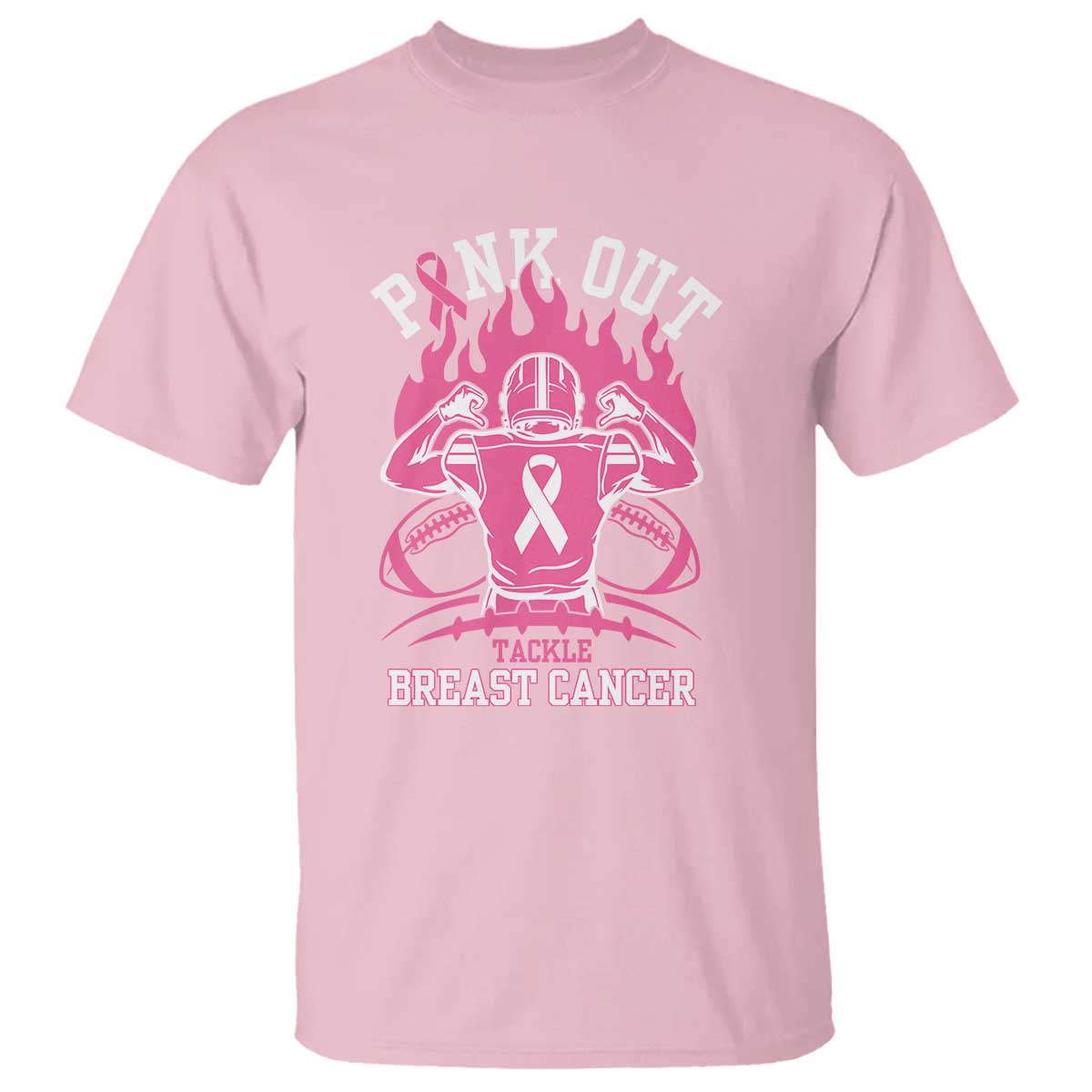 Tackle Football Breast Cancer Awareness T Shirt Pink Out Ribbon - Wonder Print Shop