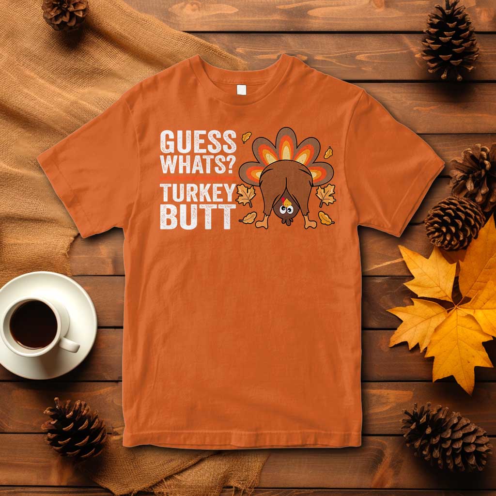 Funny Thanksgiving T Shirt Guess What Turkey Butt Retro - Wonder Print Shop