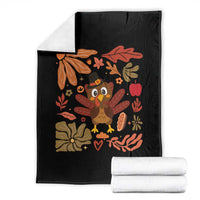 Thanksgiving Turkey Throw Blanket Retro Boho Floral Fall - Wonder Print Shop