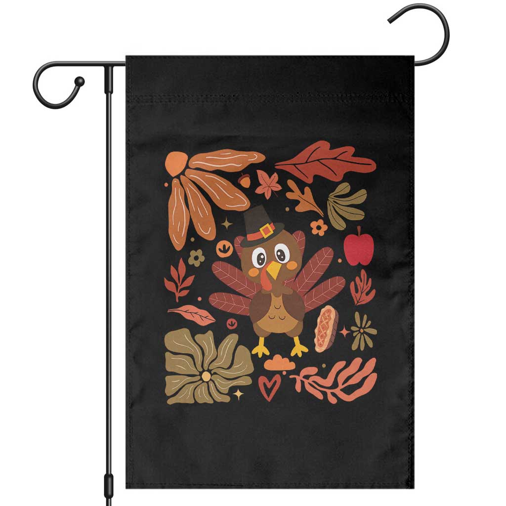 Thanksgiving Turkey Garden Flag Retro Boho Floral Fall - Wonder Print Shop