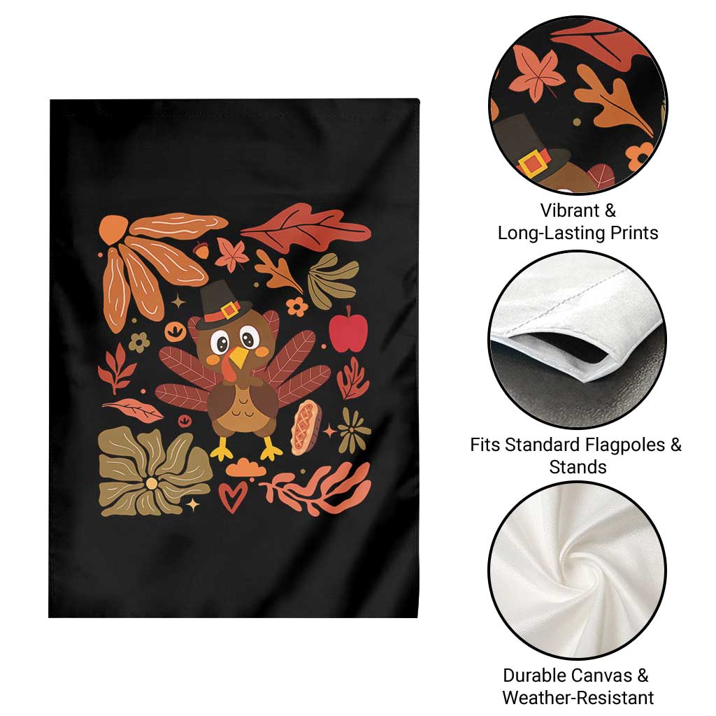 Thanksgiving Turkey Garden Flag Retro Boho Floral Fall - Wonder Print Shop