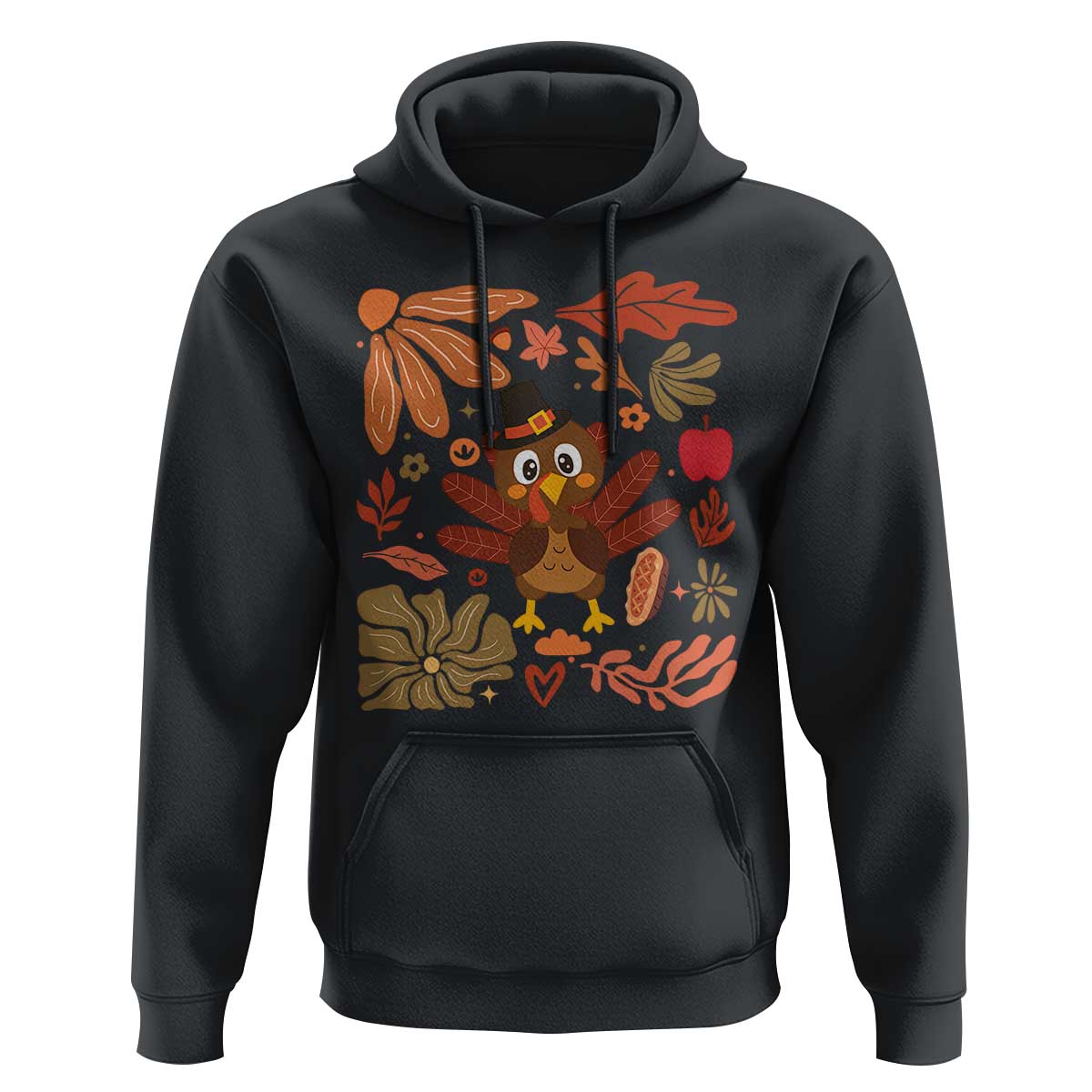 Thanksgiving Turkey Hoodie Retro Boho Floral Fall