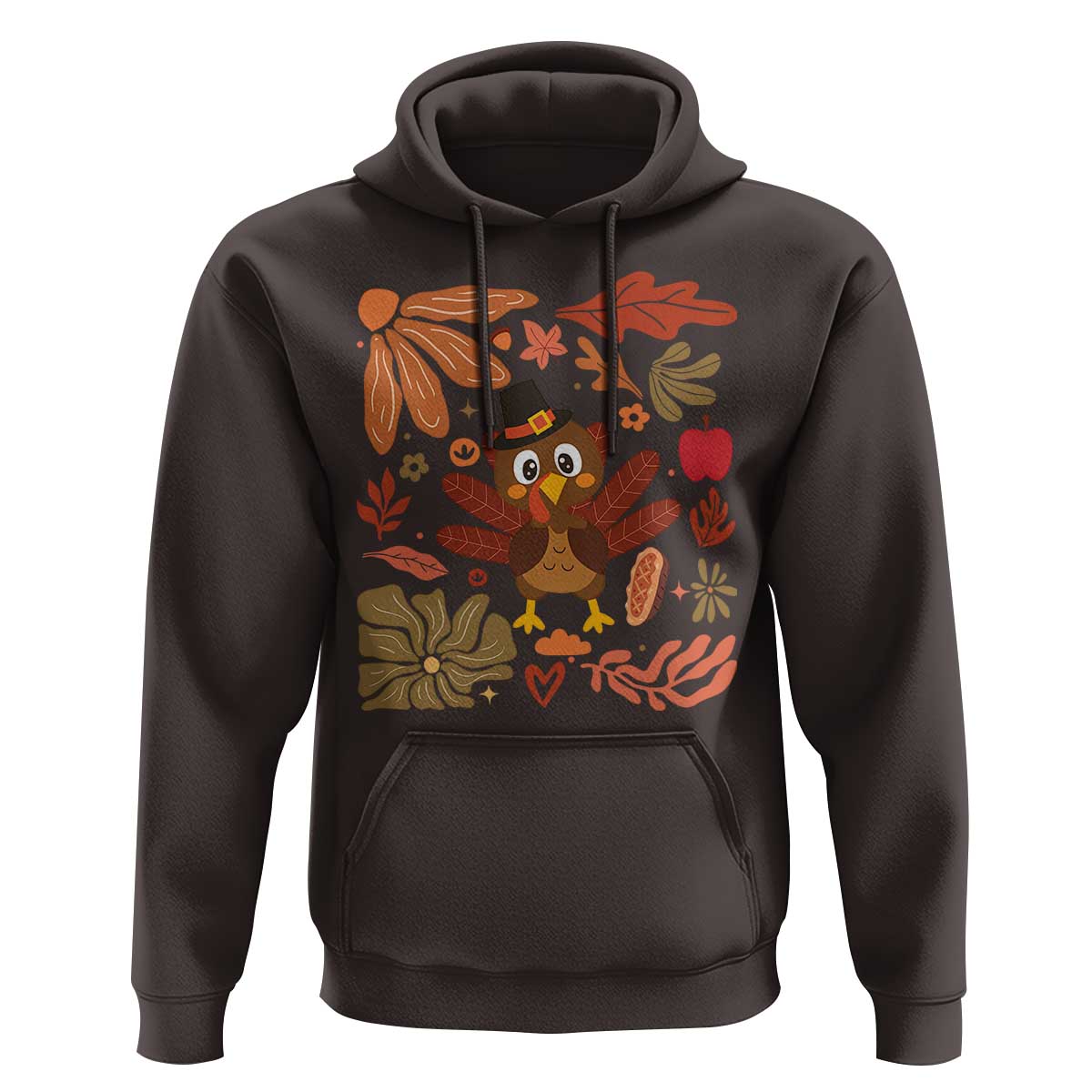 Thanksgiving Turkey Hoodie Retro Boho Floral Fall
