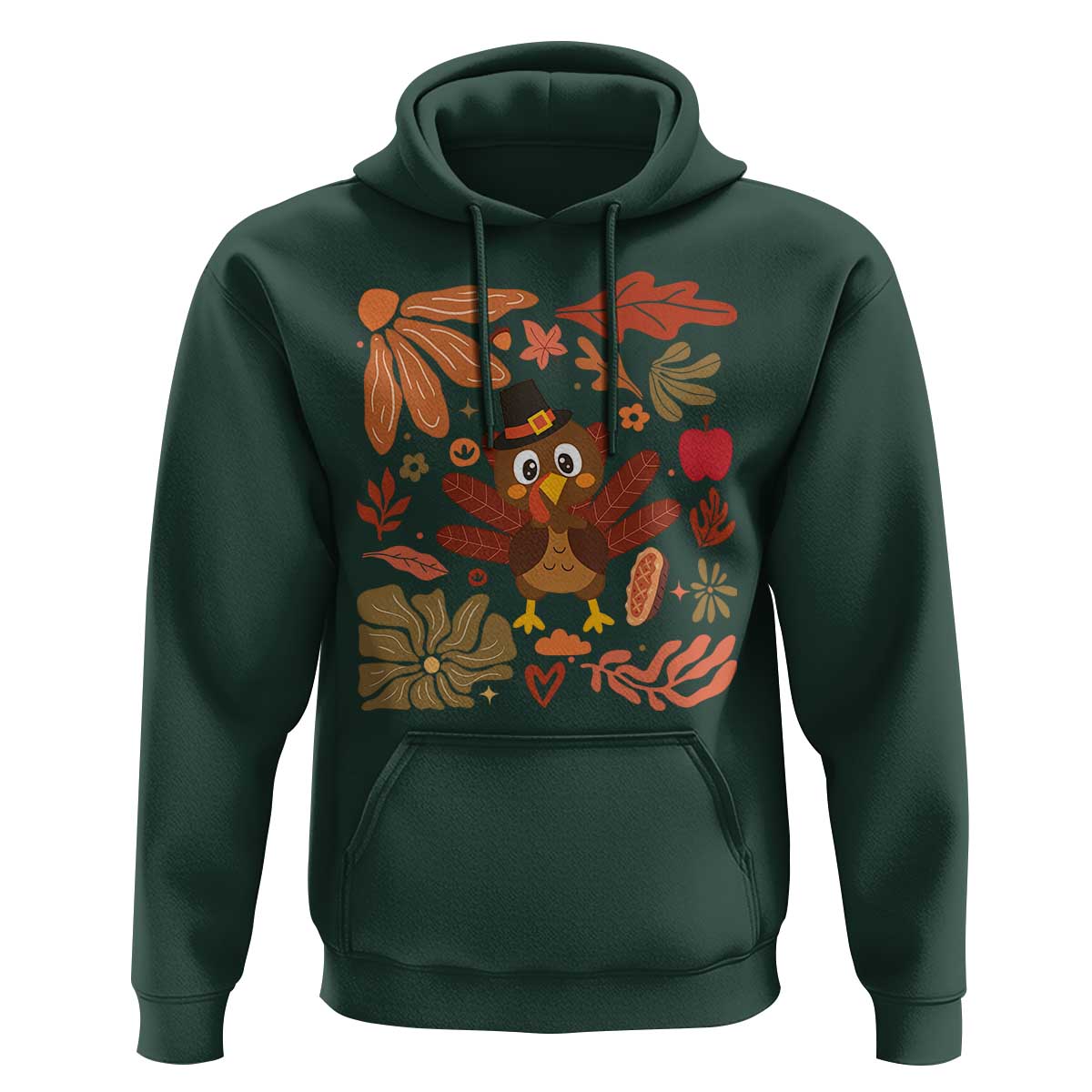 Thanksgiving Turkey Hoodie Retro Boho Floral Fall