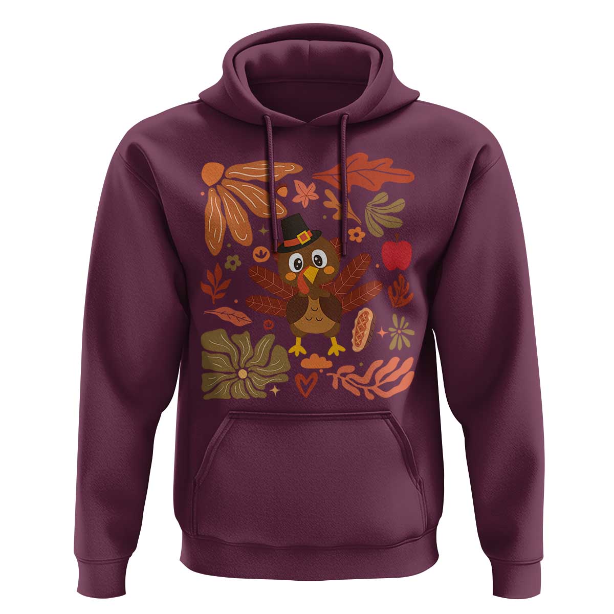 Thanksgiving Turkey Hoodie Retro Boho Floral Fall