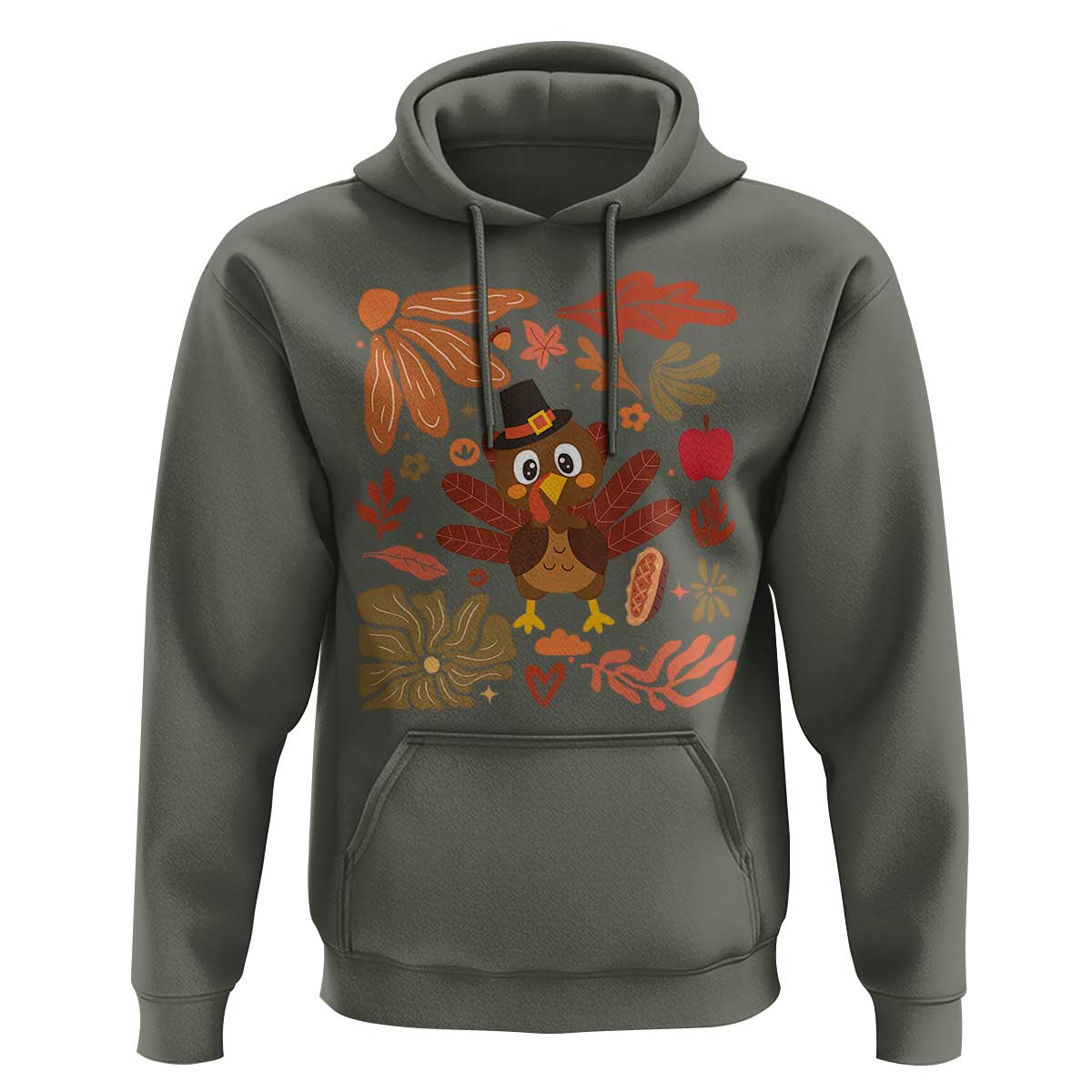 Thanksgiving Turkey Hoodie Retro Boho Floral Fall