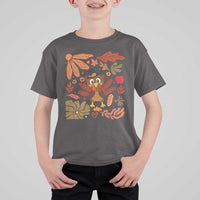 Thanksgiving Turkey T Shirt For Kid Retro Boho Floral Fall - Wonder Print Shop