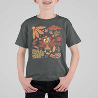 Thanksgiving Turkey T Shirt For Kid Retro Boho Floral Fall - Wonder Print Shop