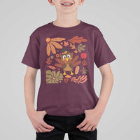 Thanksgiving Turkey T Shirt For Kid Retro Boho Floral Fall - Wonder Print Shop