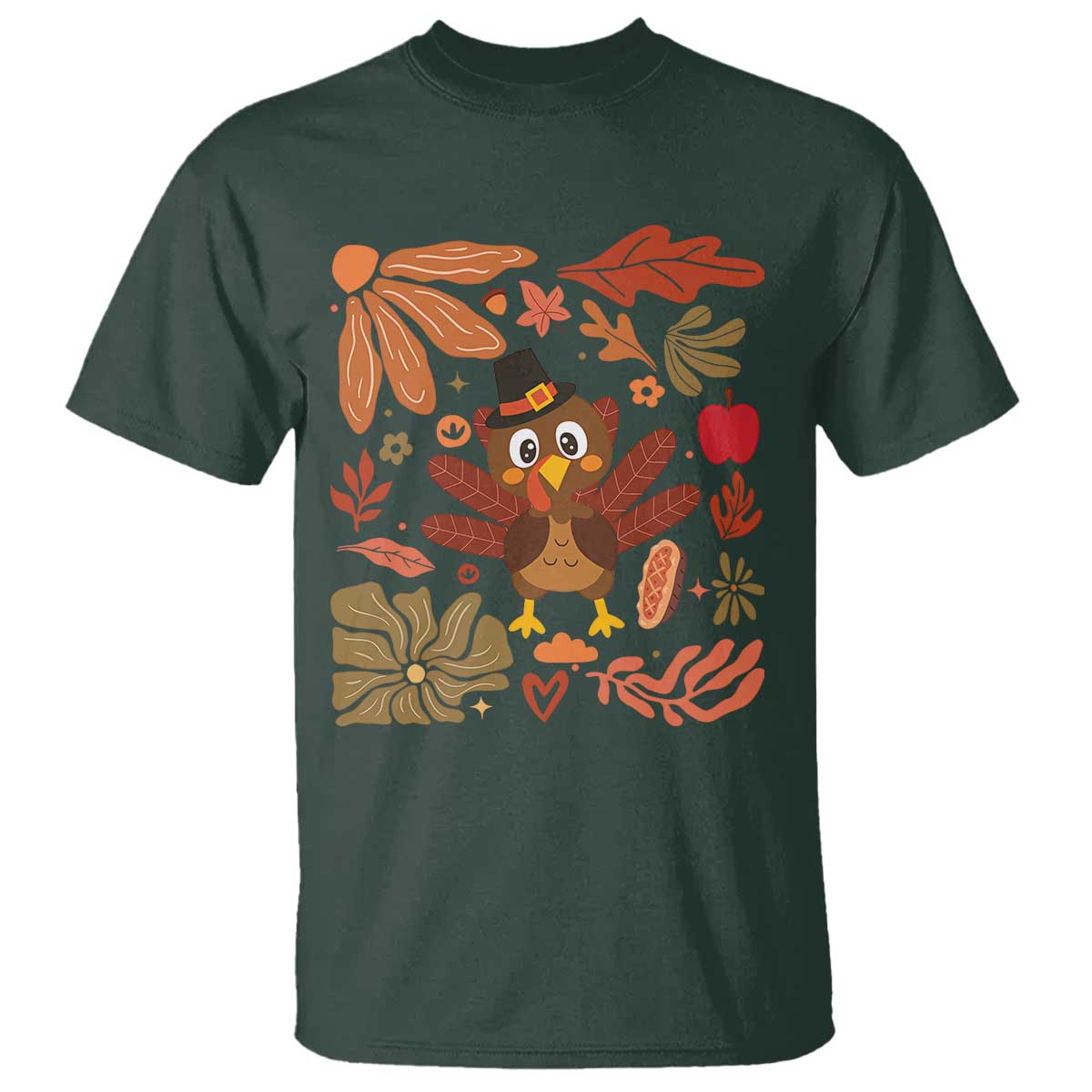 Thanksgiving Turkey T Shirt Retro Boho Floral Fall - Wonder Print Shop