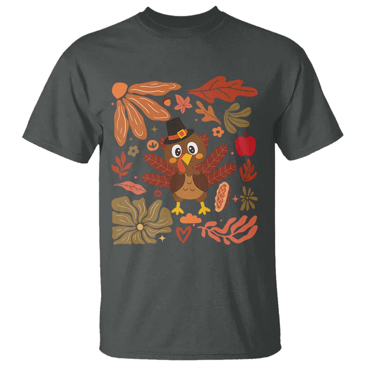 Thanksgiving Turkey T Shirt Retro Boho Floral Fall - Wonder Print Shop