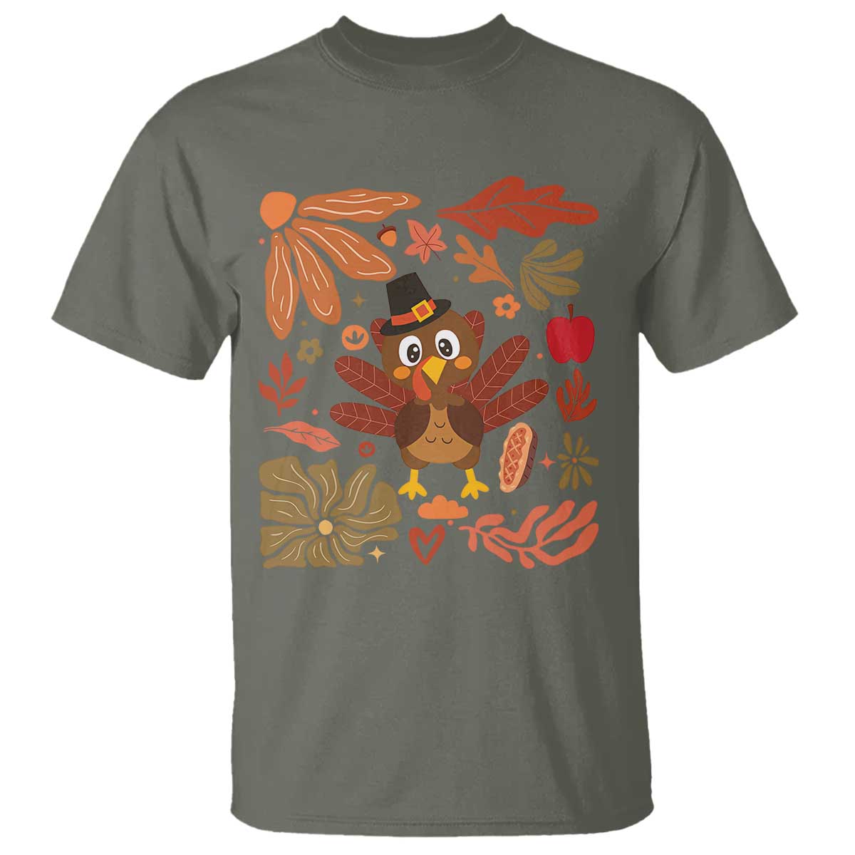 Thanksgiving Turkey T Shirt Retro Boho Floral Fall - Wonder Print Shop