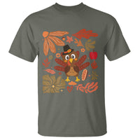 Thanksgiving Turkey T Shirt Retro Boho Floral Fall - Wonder Print Shop