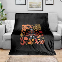 Thanksgiving Turkey And Touchdowns Football Throw Blanket Boho Floral Game Day Fall Vibes - Wonder Print Shop