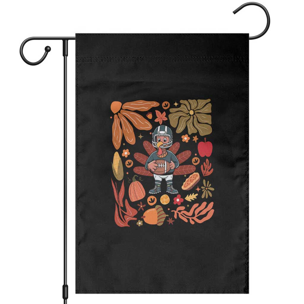 Thanksgiving Turkey And Touchdowns Football Garden Flag Boho Floral Game Day Fall Vibes - Wonder Print Shop