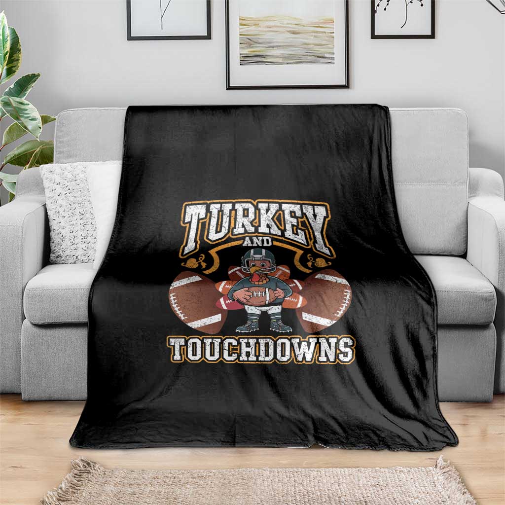 Thanksgiving Turkey And Touchdowns Football Throw Blanket Game Day - Wonder Print Shop